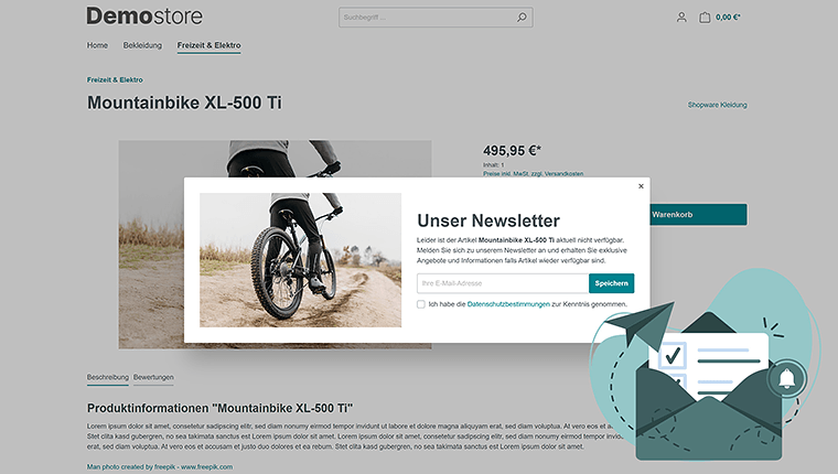 Newsletter Integration auf Produktdetailseite - faesslich